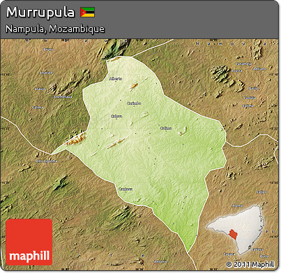 Physical Map of Murrupula, satellite outside
