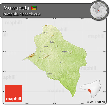 Physical Map of Murrupula, single color outside
