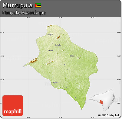 Physical Map of Murrupula, single color outside
