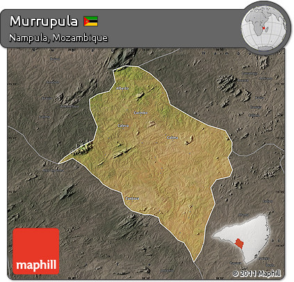 Satellite Map of Murrupula, darken, semi-desaturated
