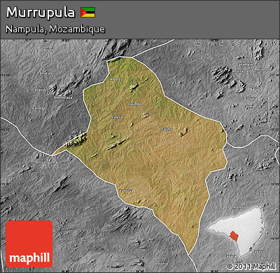 Satellite Map of Murrupula, desaturated