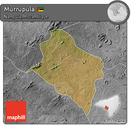 Satellite Map of Murrupula, desaturated