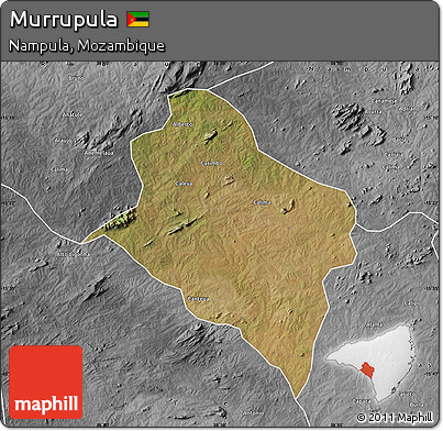 Satellite Map of Murrupula, desaturated