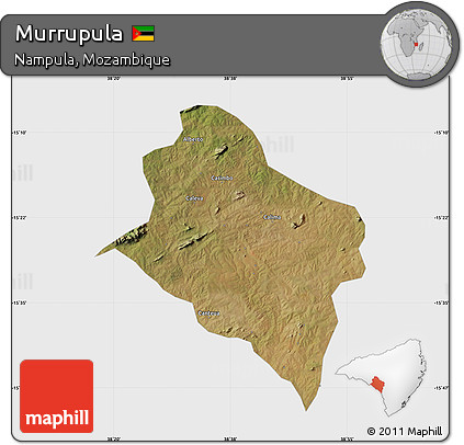 Satellite Map of Murrupula, single color outside