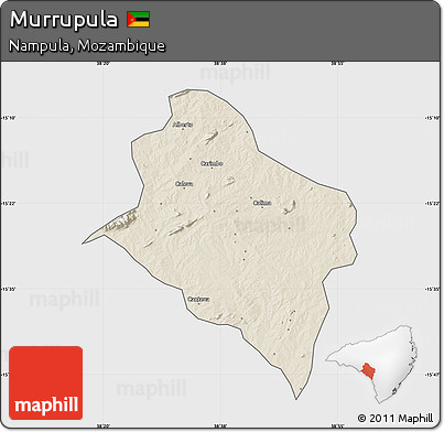 Shaded Relief Map of Murrupula, single color outside