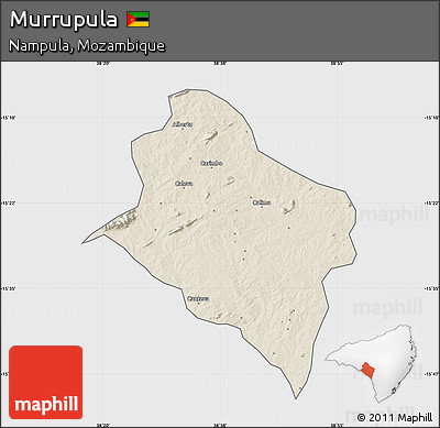 Shaded Relief Map of Murrupula, single color outside