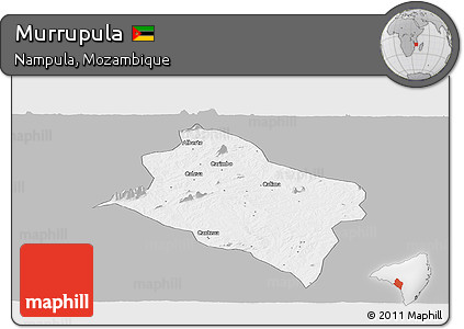 Gray Panoramic Map of Murrupula, single color outside