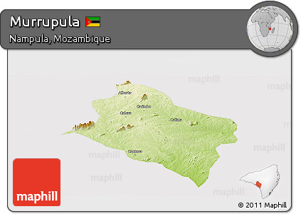 Physical Panoramic Map of Murrupula, cropped outside