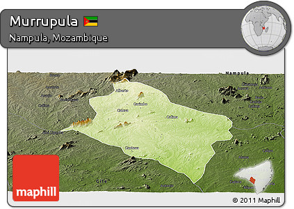 Physical Panoramic Map of Murrupula, darken