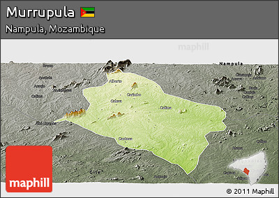 Physical Panoramic Map of Murrupula, darken, semi-desaturated