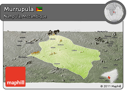 Physical Panoramic Map of Murrupula, darken, semi-desaturated