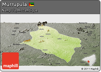 Physical Panoramic Map of Murrupula, darken, semi-desaturated