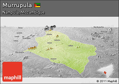 Physical Panoramic Map of Murrupula, desaturated