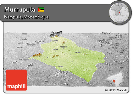 Physical Panoramic Map of Murrupula, desaturated
