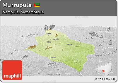 Physical Panoramic Map of Murrupula, lighten, desaturated