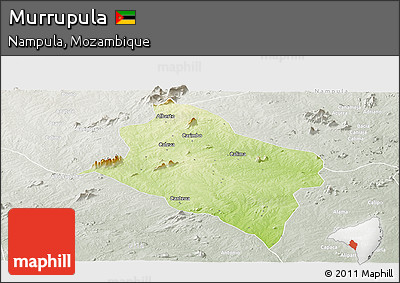 Physical Panoramic Map of Murrupula, lighten, semi-desaturated
