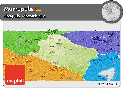 Physical Panoramic Map of Murrupula, political outside