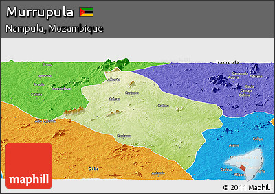 Physical Panoramic Map of Murrupula, political outside