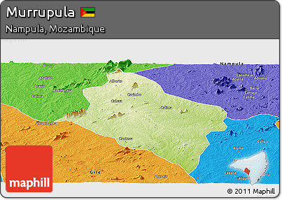 Physical Panoramic Map of Murrupula, political outside