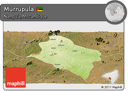 Physical Panoramic Map of Murrupula, satellite outside