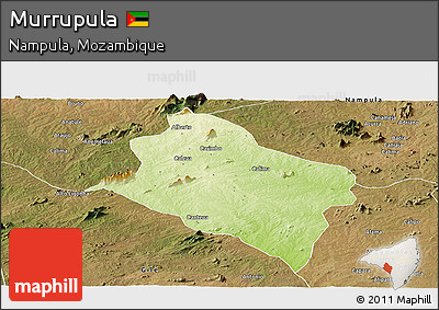 Physical Panoramic Map of Murrupula, satellite outside