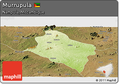 Physical Panoramic Map of Murrupula, satellite outside