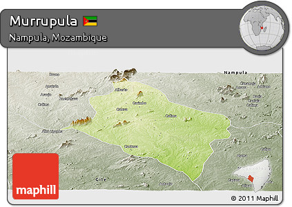 Physical Panoramic Map of Murrupula, semi-desaturated