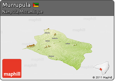 Physical Panoramic Map of Murrupula, single color outside