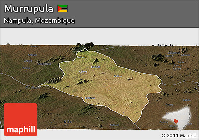 Satellite Panoramic Map of Murrupula, darken