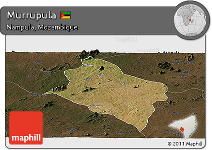 Satellite Panoramic Map of Murrupula, darken