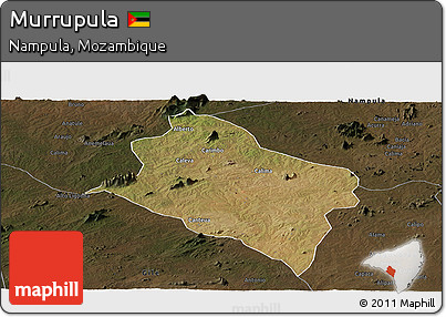 Satellite Panoramic Map of Murrupula, darken
