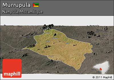 Satellite Panoramic Map of Murrupula, darken, semi-desaturated