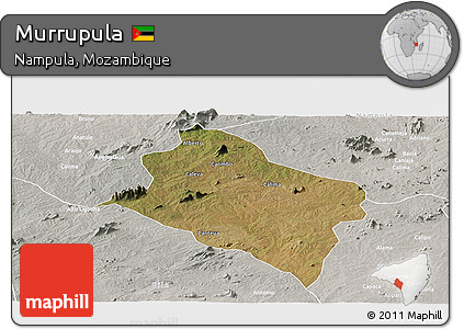 Satellite Panoramic Map of Murrupula, lighten, semi-desaturated