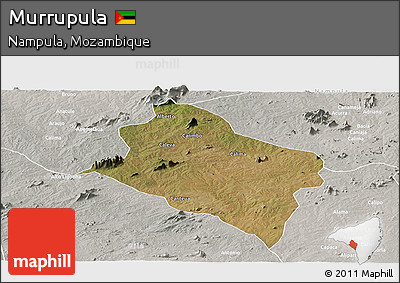 Satellite Panoramic Map of Murrupula, lighten, semi-desaturated