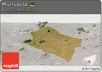 Satellite Panoramic Map of Murrupula, lighten, semi-desaturated