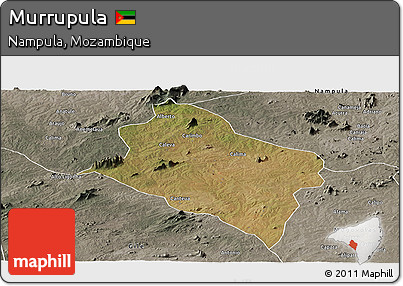 Satellite Panoramic Map of Murrupula, semi-desaturated