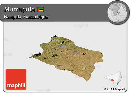 Satellite Panoramic Map of Murrupula, single color outside