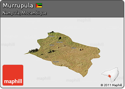 Satellite Panoramic Map of Murrupula, single color outside