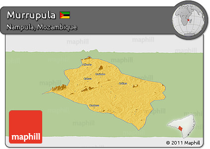 Savanna Style Panoramic Map of Murrupula, single color outside