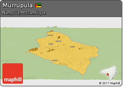 Savanna Style Panoramic Map of Murrupula, single color outside