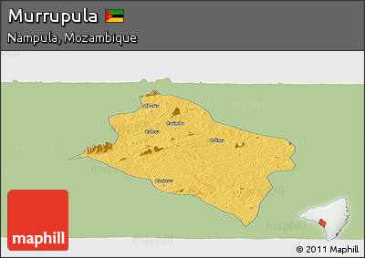 Savanna Style Panoramic Map of Murrupula, single color outside