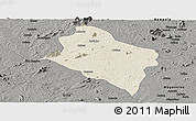 Shaded Relief Panoramic Map of Murrupula, darken, semi-desaturated