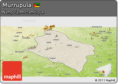Shaded Relief Panoramic Map of Murrupula, physical outside