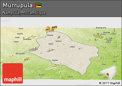 Shaded Relief Panoramic Map of Murrupula, physical outside