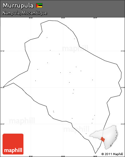 Blank Simple Map of Murrupula, cropped outside, no labels