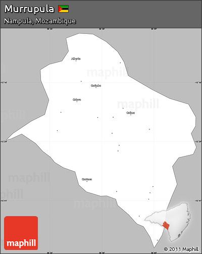 Gray Simple Map of Murrupula, single color outside