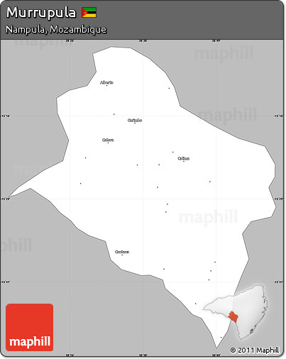 Gray Simple Map of Murrupula, single color outside