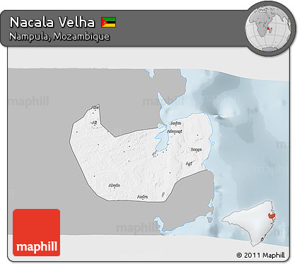 Gray 3D Map of Nacala Velha, single color outside