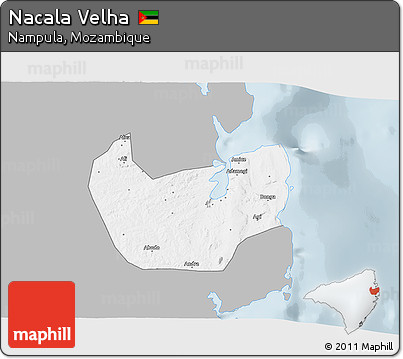 Gray 3D Map of Nacala Velha, single color outside
