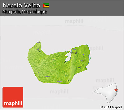 Physical 3D Map of Nacala Velha, cropped outside